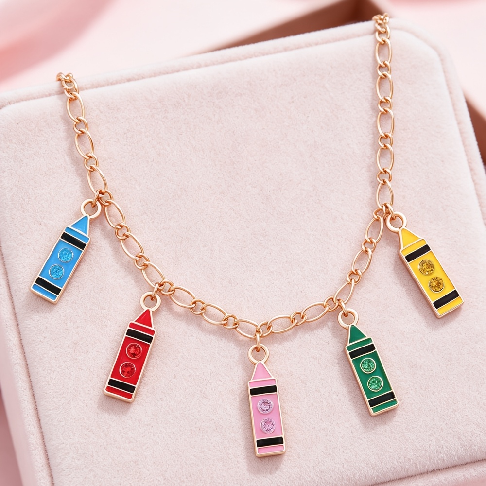 Cute Pencil-Themed Necklace & Bracelet BFF Set, Gift